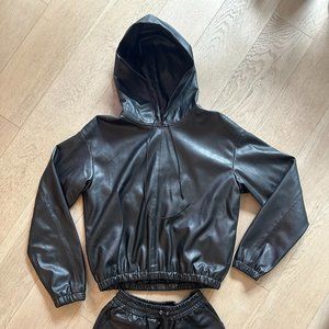 Frankie Shop Faux Leather Hoodie and Shorts Set - Gently Worn